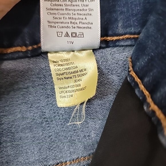 Terra & Sky Women’s Plus Size 22W High Rise Skinny Jeans Dark Wash Stretch - Picture 9 of 15